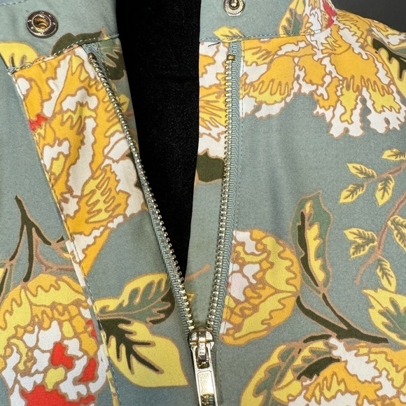 DG2 Donna Gilman S Zip Blouse Multicolor Gray Floral Long Sleeve Mock Neck Lined - Picture 10 of 13